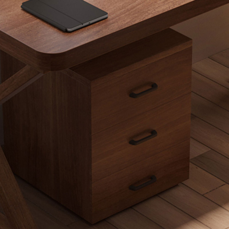 Light-walnut L-Shaped Solid Wood desk, 29.53" H x 70.87" W x 55.12" D, Right Hand Return