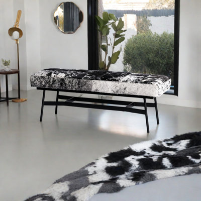 Banc rembourré en cuir de vache