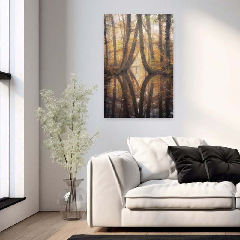 Art contemporain de forêt d'automne abstraite, H 36 po x l 24 po