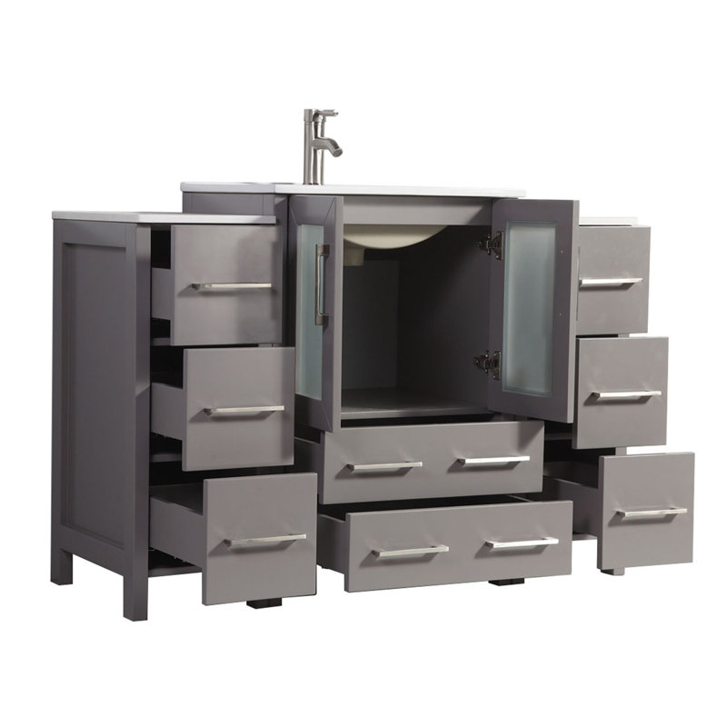  48" Single Bathroom Vanity Set with Mirror, Gray