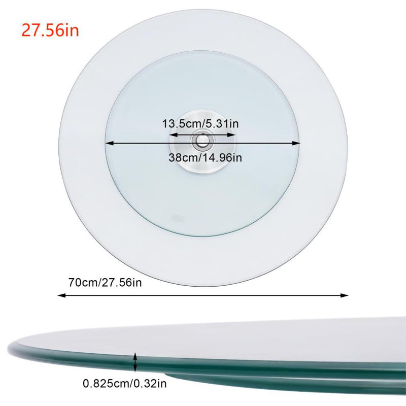 Pratte 27.56 Inches Transparent Round Tempered Glass Table Top, 2.75" H x 26.57" W x 26.57" D