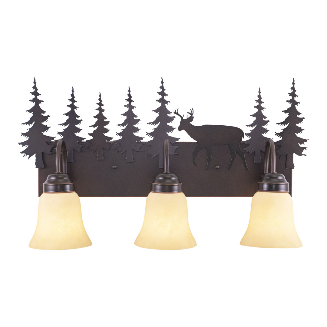 Homar 3-Light Dimmable Burnished Bronze Vanity Light Union Rustic Shade 