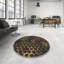Laine tissé à la machine et polyester noir/jaune Tapis décoratif-104068477