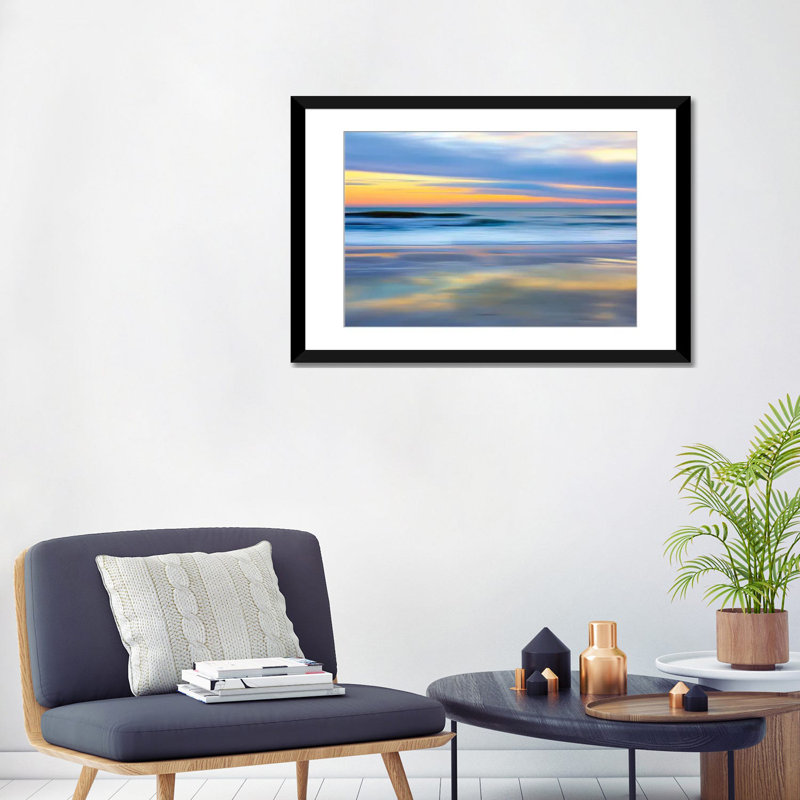 «Pastel Sunset», impression sur toile, H 16 po x l 24 po x P 1 po, Papier d'art encadré noir, Blanc