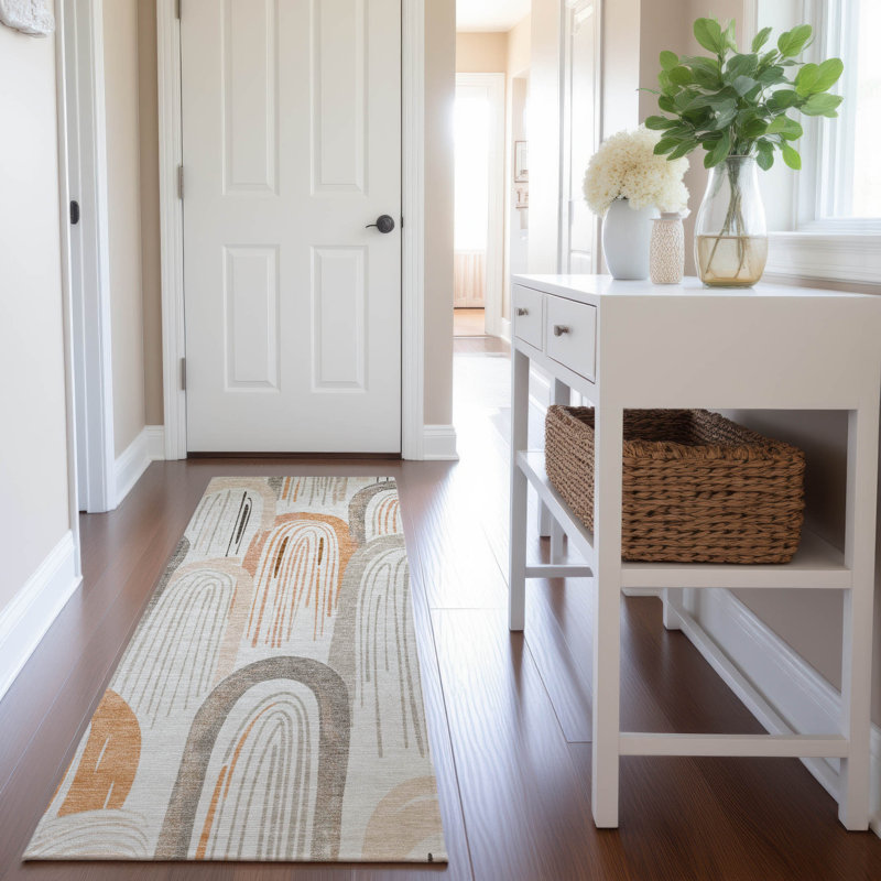 Premium Machine Washable Harjo AMF1588 Geometric Rug, Runner 2'3" x 7'6"