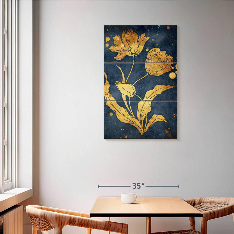 Harnek floral Golden Blues Mate, H 57 po x l 36 po