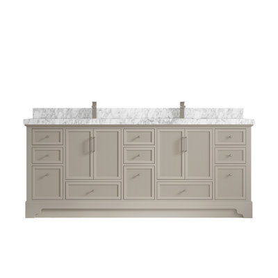 Meuble-lavabo double avec plateau Alys 84 (option boutons)