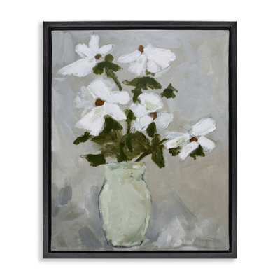 Cadre flottant Cosmos Flowers Serene Rustic Vase, design par Chloe Elliot