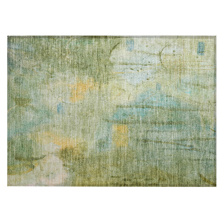 Machine Washable Indoor/Outdoor Xhevrie Sage Rug