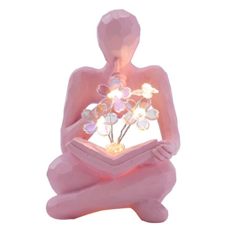 Resin Night Light Aesthetic Lamp Decorations for Living Room,Sculptures Home Decor Bookshelf Decor Aesthetic Reading Room Decor,Office Decor for Women Desk