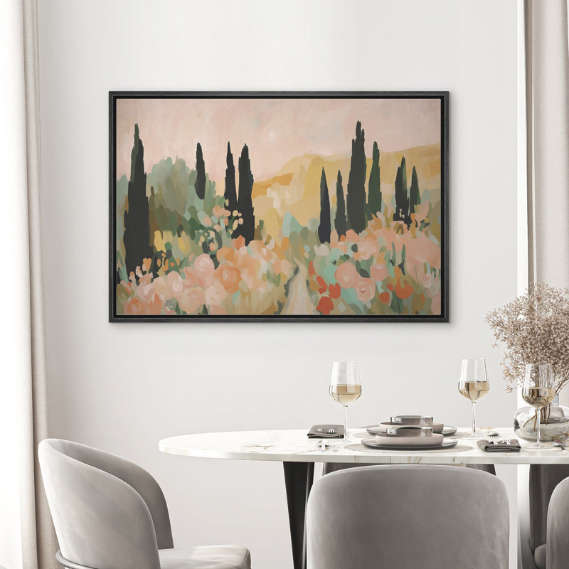Reproduction d'art sur toile encadrée - Paysage abstrait, salon, décor moderne, H 24 po x l 36 po, Noir