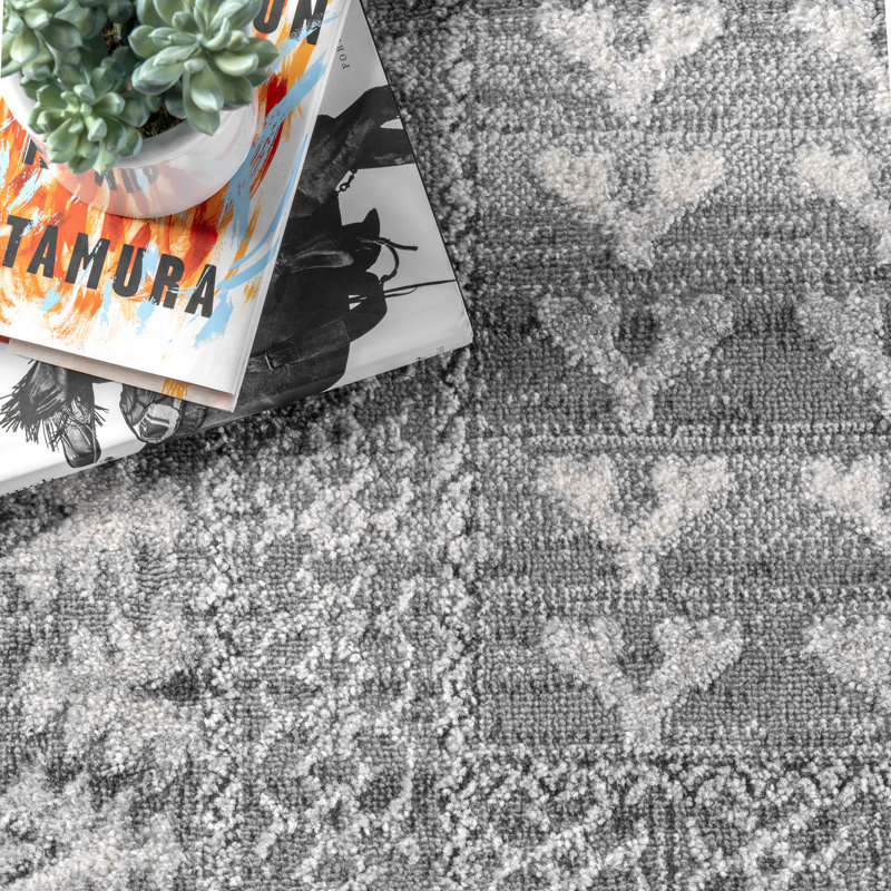 Tapis gris / blanc cassé Hilburn Southwestern, Rectangle l 4 pi x L 6 pi