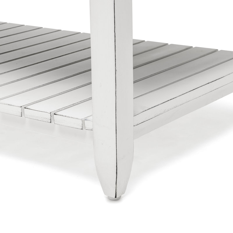 Table basse en bois massif avec rangement Decastro, Gris / Noir