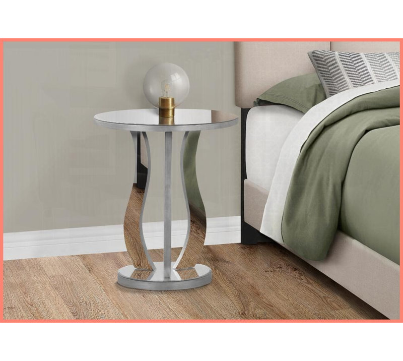 Table basse transitionnelle gris miroir pour le salon et amp; Chambre à coucher, plateau spacieux pour lampes / décor, finition glamour réfléchissant la lumière