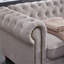 Canapé Chesterfield en tissu de lin (gris clair)