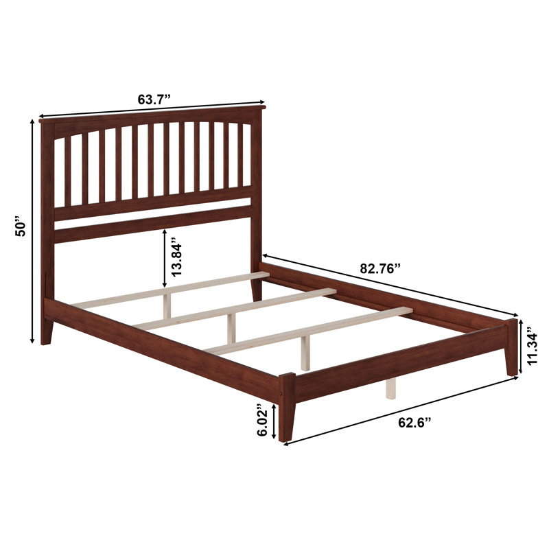 Abingt Solid Wood Foundation Bed , Queen, Walnut