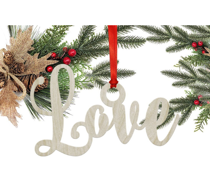 Ornement de noël en bois 'love'