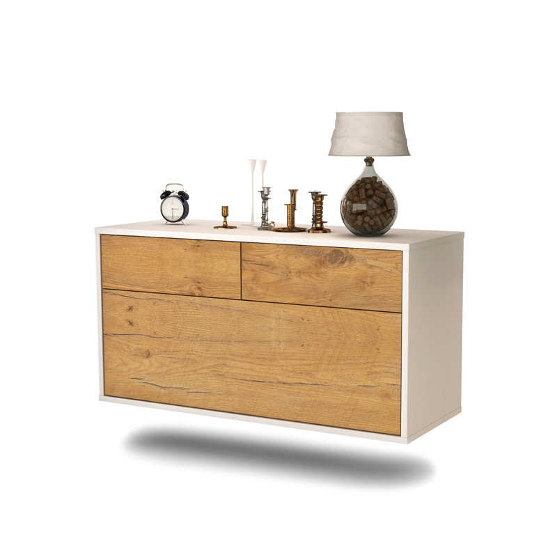Nubell Unfinished Floating TV Stand, Oak