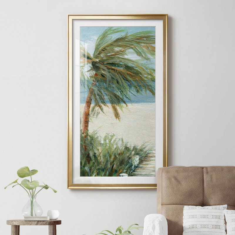 «Beach Walk I», reproduction d'art sur papier encadré, H 22,5 po x l 42,5 po x P 1,5 po, Papier doré