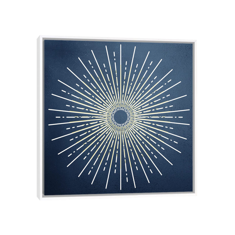 Blue Burst 1 Piece Single Picture Frame and Floater Frame Wall Art on Canvas, 66.04 cm H x 66.04 cm W, White