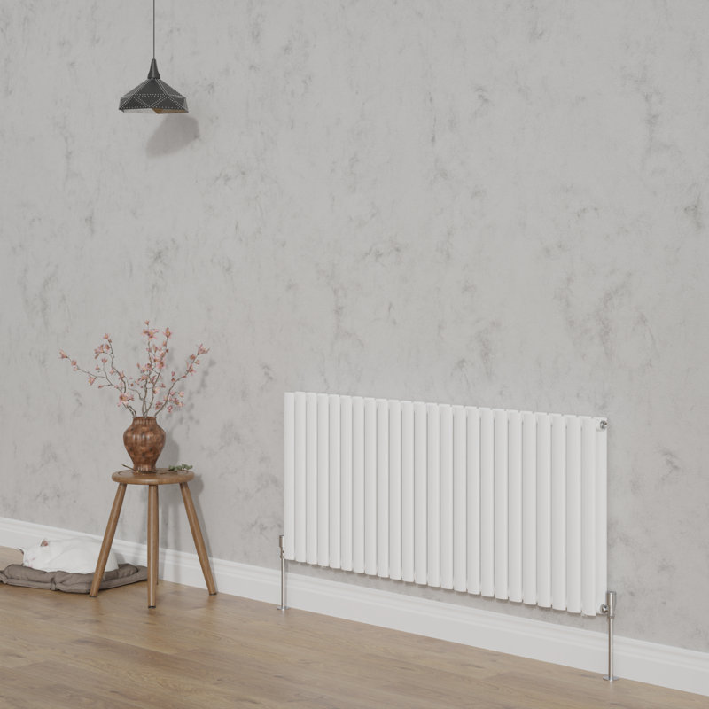 Shirly Horizontal Oval Panel Radiators, Gloss White, 60cm H x 141.6cm W, 2