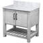 Meuble-lavabo simple 36 pouces gris délavé avec plateau en marbre de Carrare-111879139