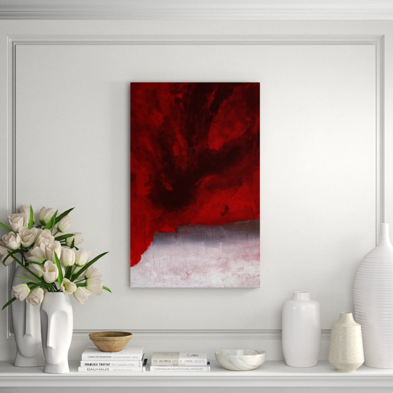 Origami Red Painting by Chelsea Art Studio, Knife Gel, 48" H x 30" W x 1.5" D