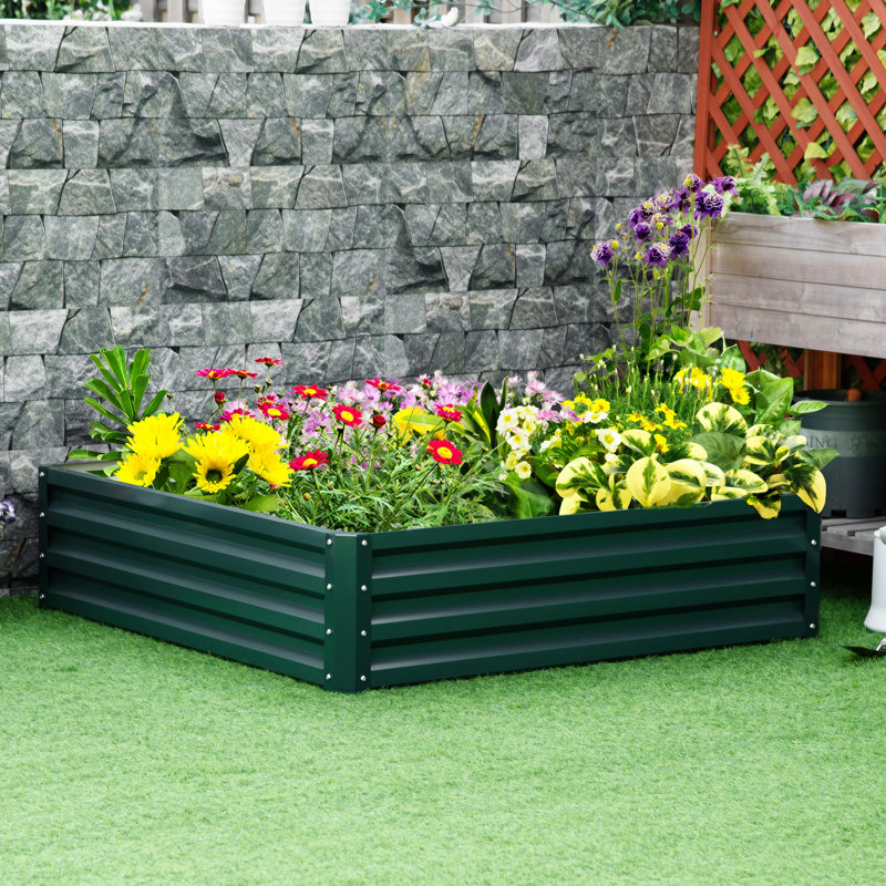 Lit de jardin surélevé galvanisé Outsunny, H 11,75 po x l 47,25 po x P 47,25 po