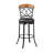 1Pc Pub Height Swivel Chair Faux Leather Upholstered Black Metal Frame Dining Furniture