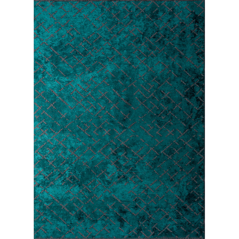 Rapture Green Abstract Luxury Area Rug, Rectangle 7'10" x 9'10"