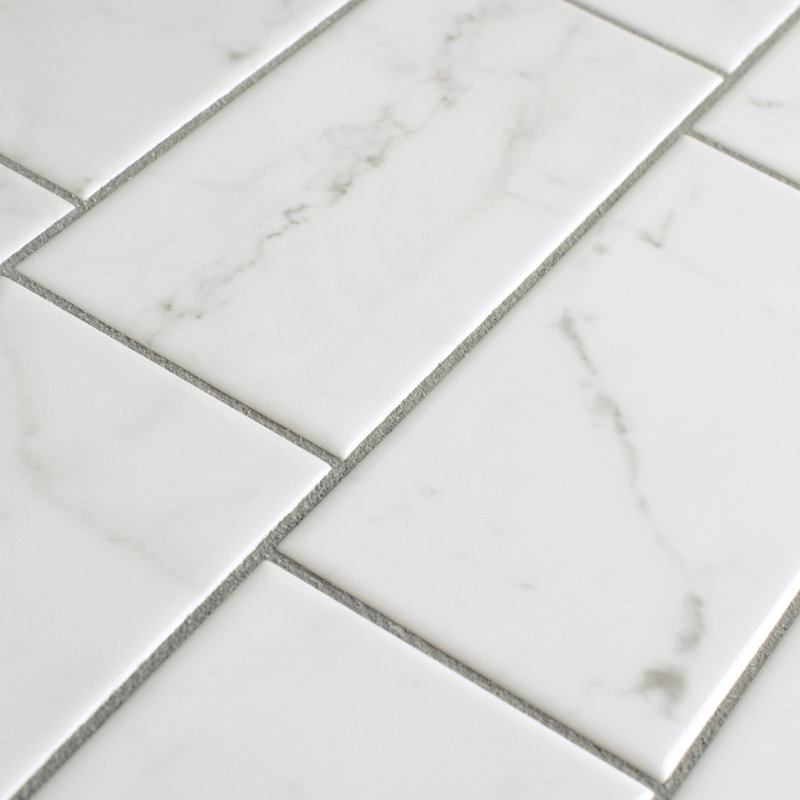 Classico Carrara 3" x 6" Ceramic MarbleLook Subway Tile