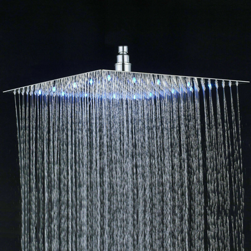 16 inch LED Rainfall Square Shower Head Ceiling/Wall Mount Sprayer, Chrome