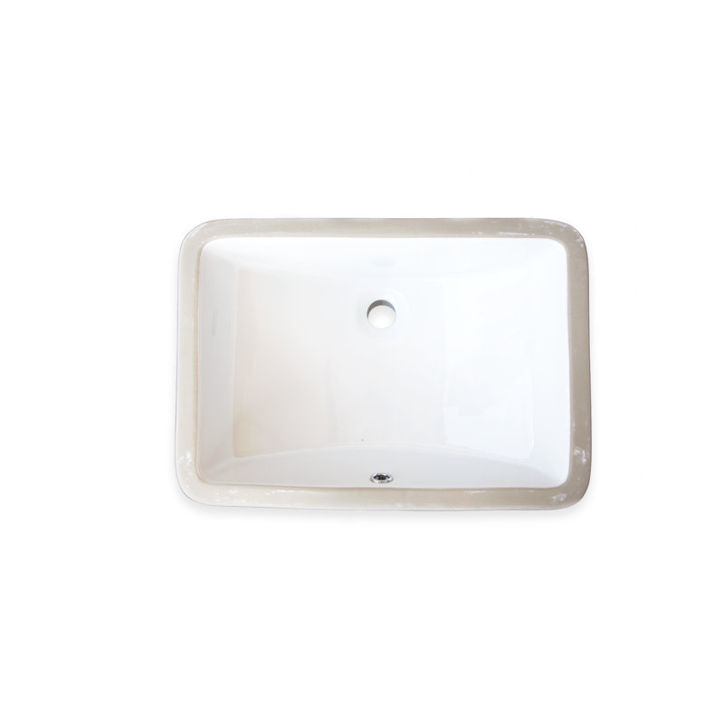White Ceramic Rectangular Undermount Bathroom Sink 21"