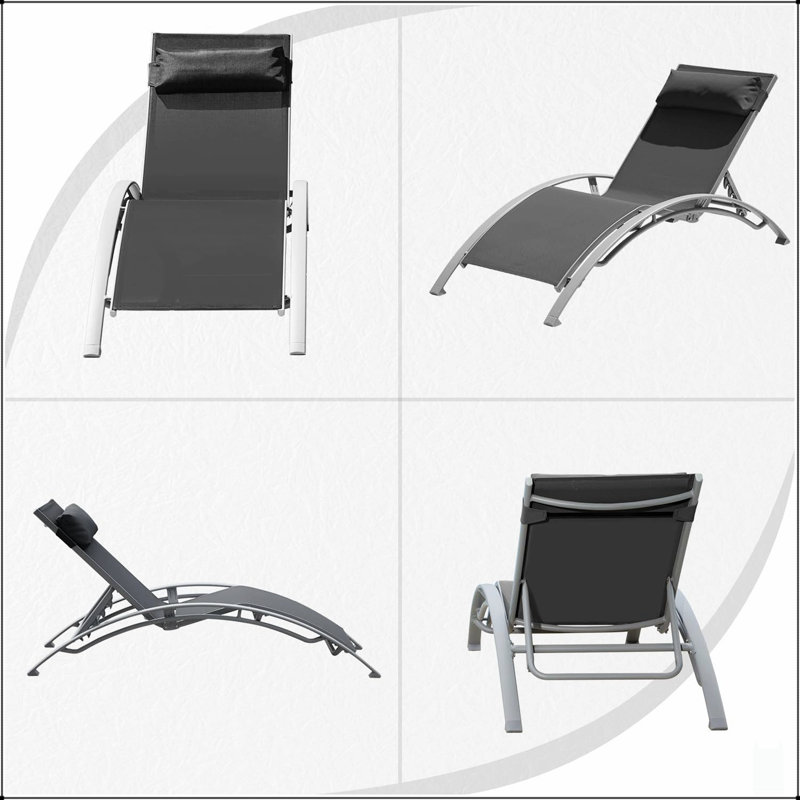 Ensemble de 2 chaises longues en aluminium durables avec positions réglables et tissu à séchage rapide pour un confort extérieur optimal