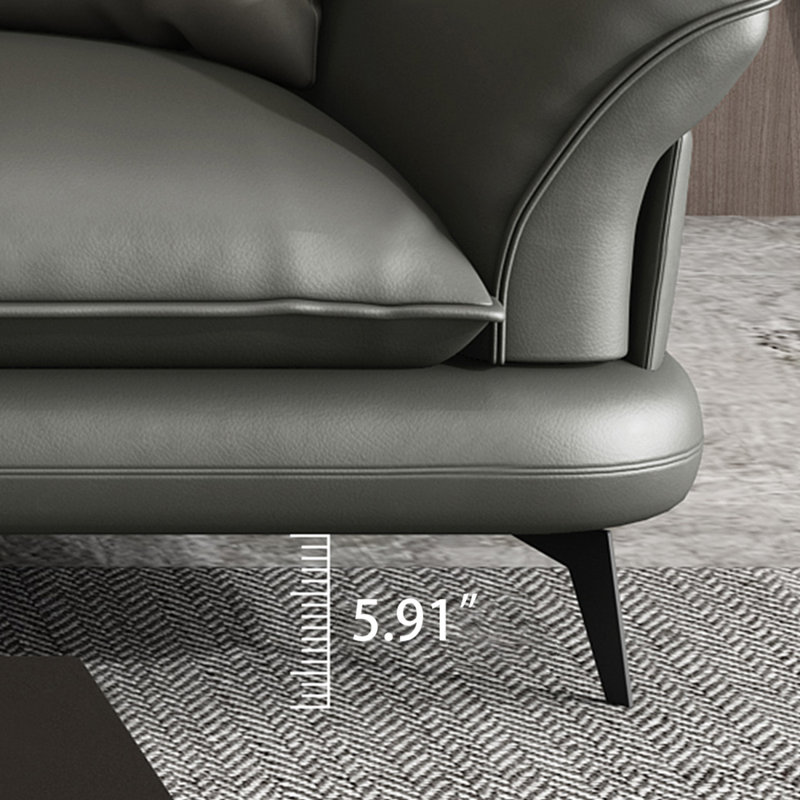 Fauteuil à coussin en cuir véritable gris foncé, Gris foncé