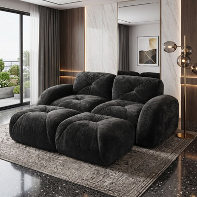 Chaise longue capitonnée en velours