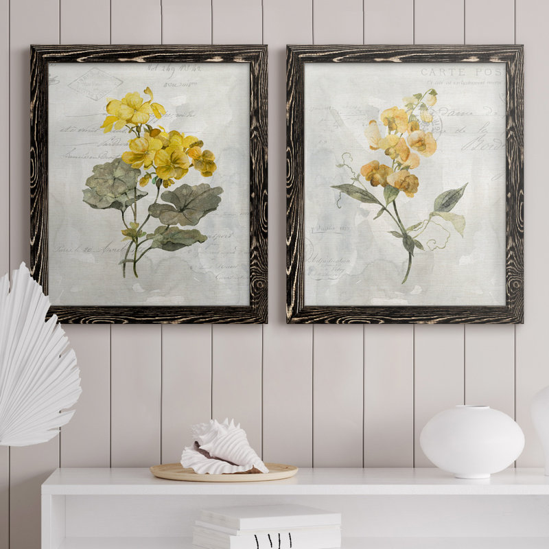 Canari lin géranium - ensemble de 2 reproductions d'art, Pas de tapis, H 31,5 po x l 47 po x P 1,5 po