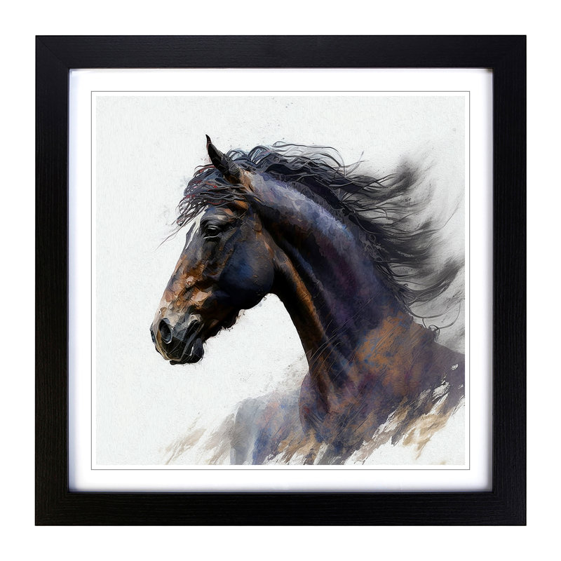 Horse Impressionism No.1 - Framed Print, Black