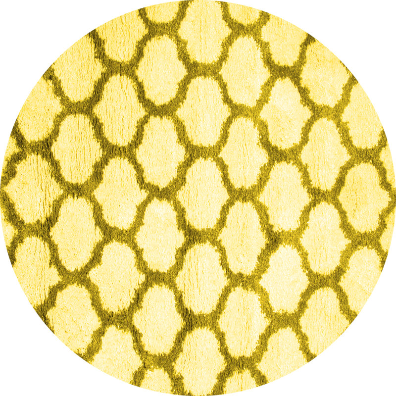 Tapis contemporains jaunes lavables à la machine 650, Rond 5 pi