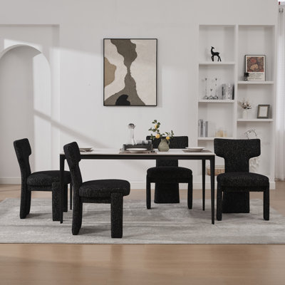 22.05" Wide Modern Upholstered Chenille Dining Chair Set of 4 with Rubberwood Legs