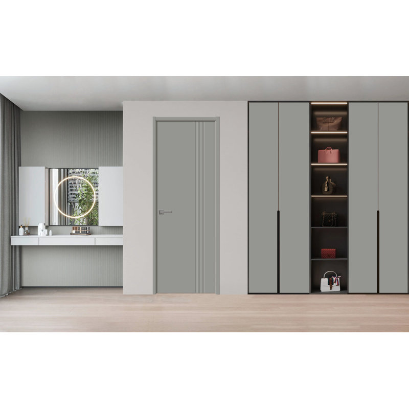 Panneau de porte à dalle - ESSENTIAL 0777 - Portes en placage de bois - Penderie coulissante, Gris colombe, 28 po x 84 po
