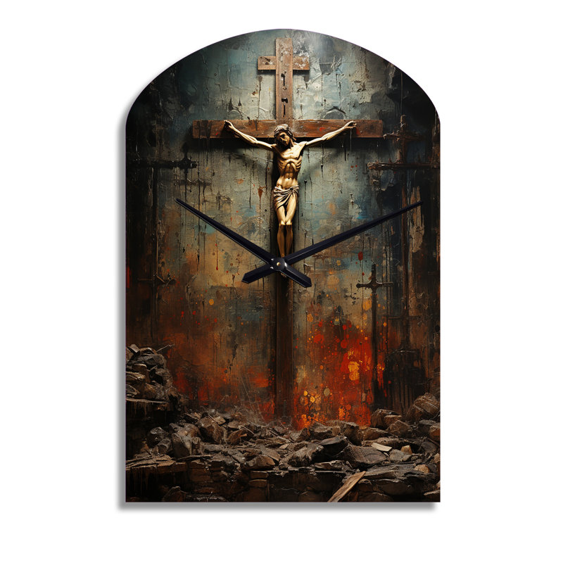 Horloge murale 3D Christianity Crucifixion, Grand