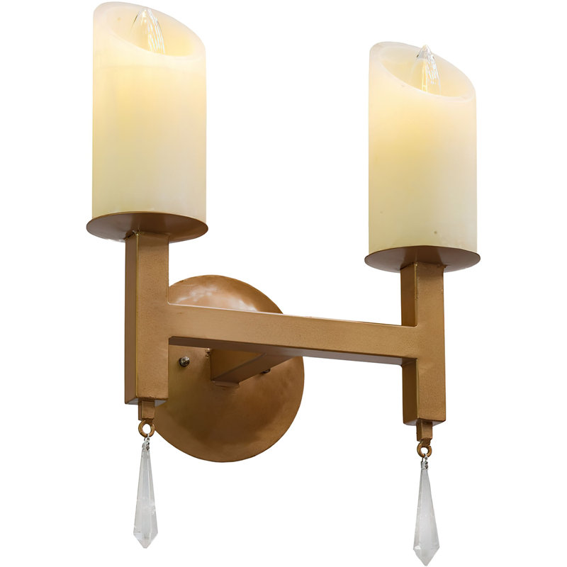Mid-Century Mission Wrought Iron Candle Wall Light, Bronze