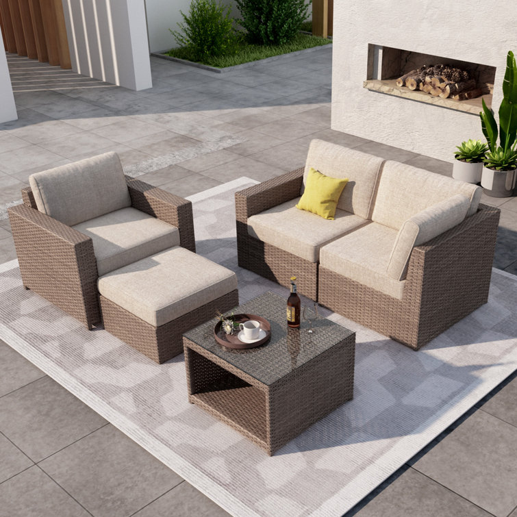 Amberson Fully Assembled 4-Person Sofa Seating Group with Cushions