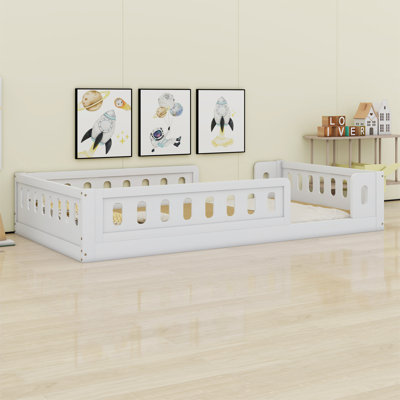 Wood Platform Bed With Guardrail