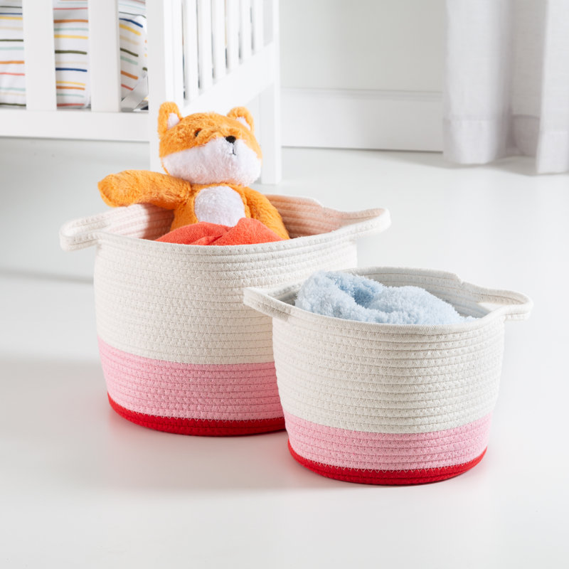 Ensemble de 2 paniers en tissu, Rose