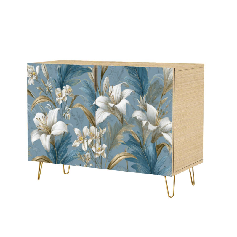 Buffet Buffet avec rangement Elegant Fantasy Garden Crystals Orchids avec 2 portes pour le salon et la cuisine