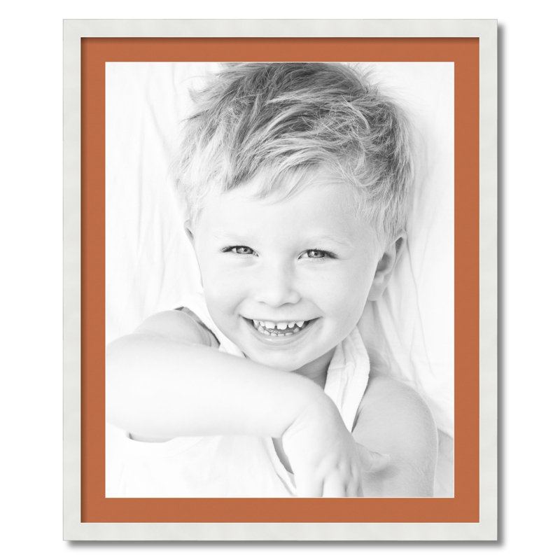 Wood Matte Picture Frame with Mat, Red Orange