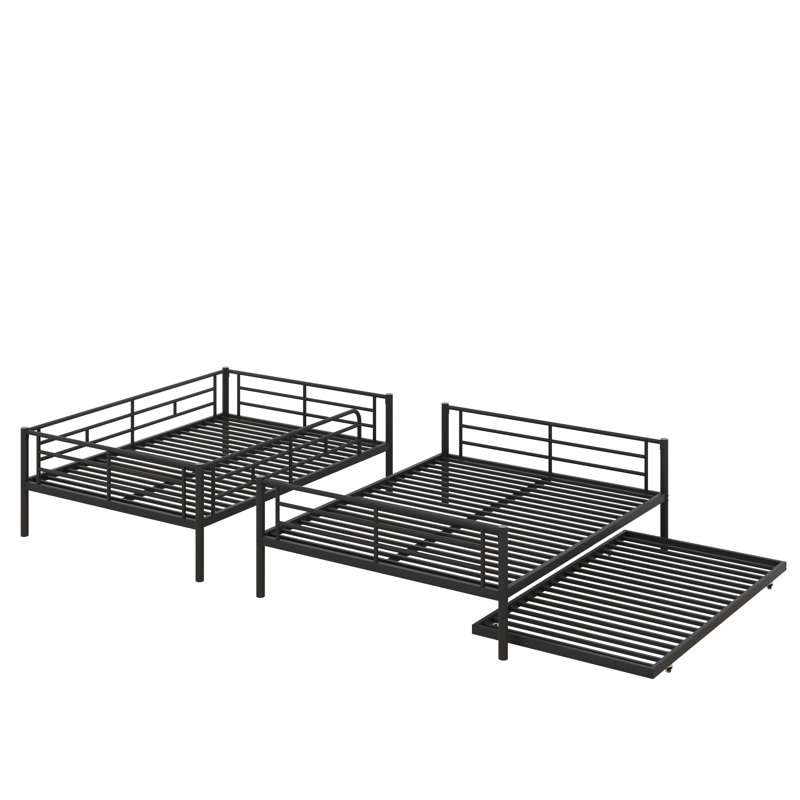 Anastazia Kids Bunk Bed with Trundle, Full XL Over Queen, Black