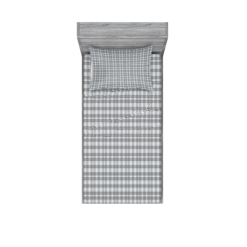 Ensemble de draps à carreaux, Ensemble de draps pour lit simple TG avec drap-hou